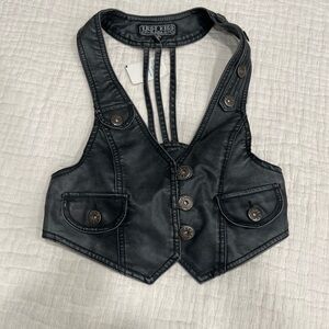 Black Faux Leather Vest